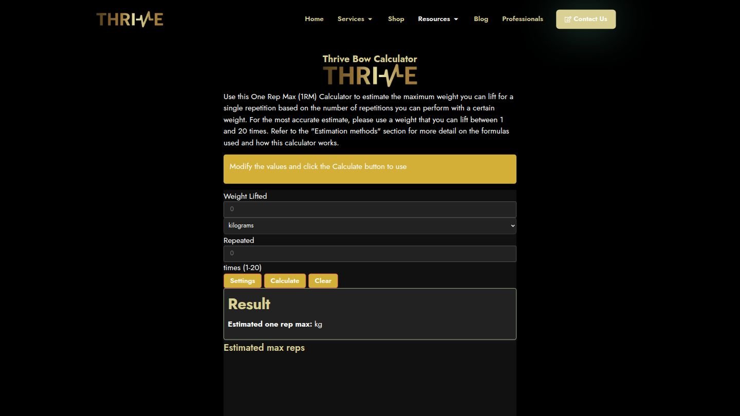 Thrive Bow Rep Max Calculator
